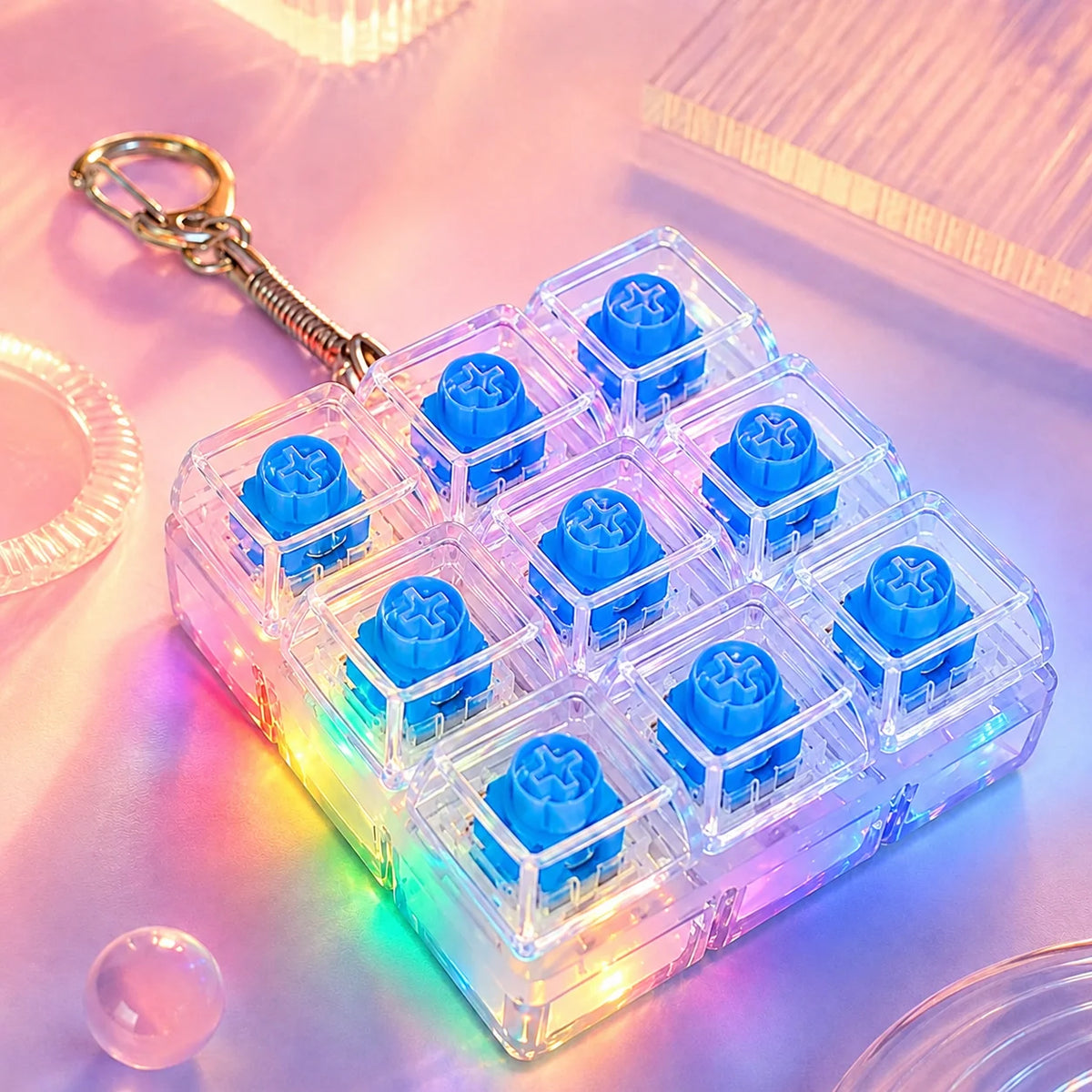 Llavero Teclado de Cristal con Luz LED